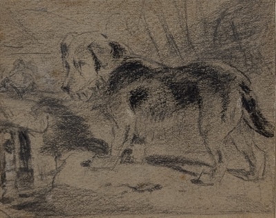 A Sketch of a Dog; Huggins, William (1820-1884); BIKGM.1521