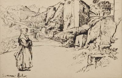 Outside The Cork Convent, Cintra; Haden, Francis Seymour (1818-1910); BIKGM.189