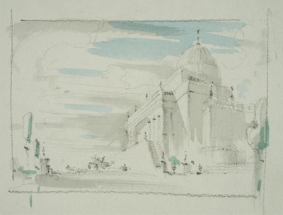 Neo-Classical Building Sketch; Rosenvinge, Olaf (1913-2004); BIKGM.8773