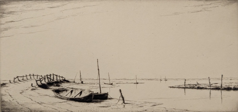 Boats and Bridge on a Beach; Hardie, Martin (1875-1952); BIKGM.9181