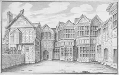 View of the South Side of the Court of Little Moreton Hall, Cheshire; Lysons, S; BIKGM.7751