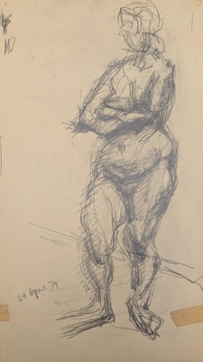 Standing Nude, Arms Crossed; Horsfield, Nicholas (1917-2005); 1979; BIKGM.8910