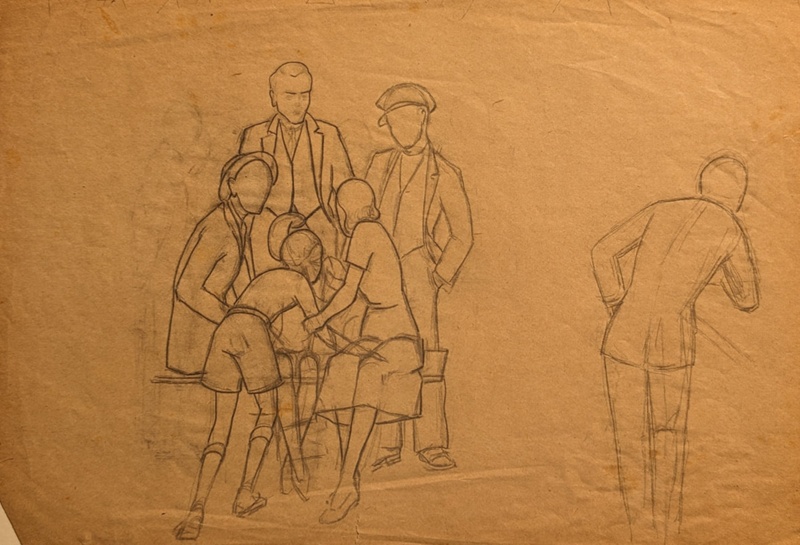 Sketch of Group; Burke, Thomas; BIKGM.7343.12