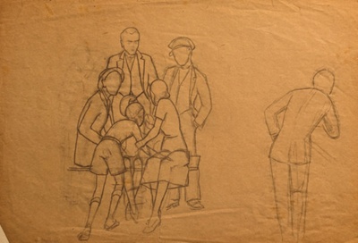 Sketch of Group; Burke, Thomas; BIKGM.7343.12