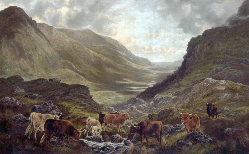 Scottish landscape with cattle; Hollyer, W P; BIKGM.205k