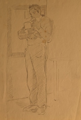 Portrait of Man With Arms Full; Burke, Thomas (1906-1945); 1941-1945; BIKGM.7343.63