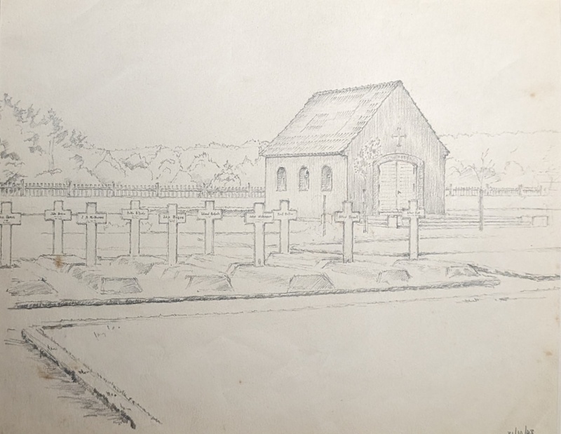 Drawing of Chapel and Graves; Burke, Thomas; 1943; BIKGM.7343.34