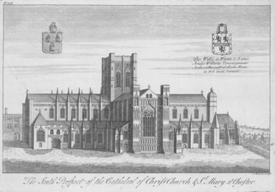 The South Prospect of the Cathedral of Christchurch and St Mary, at Chester.; Harris, John (The Younger); BIKGM.7712