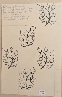 Pattern of Floral Sprigs - Waved Stems (Indian 19th Century).; Richards, Albert; 1935-1939; BIKGM.7045.2