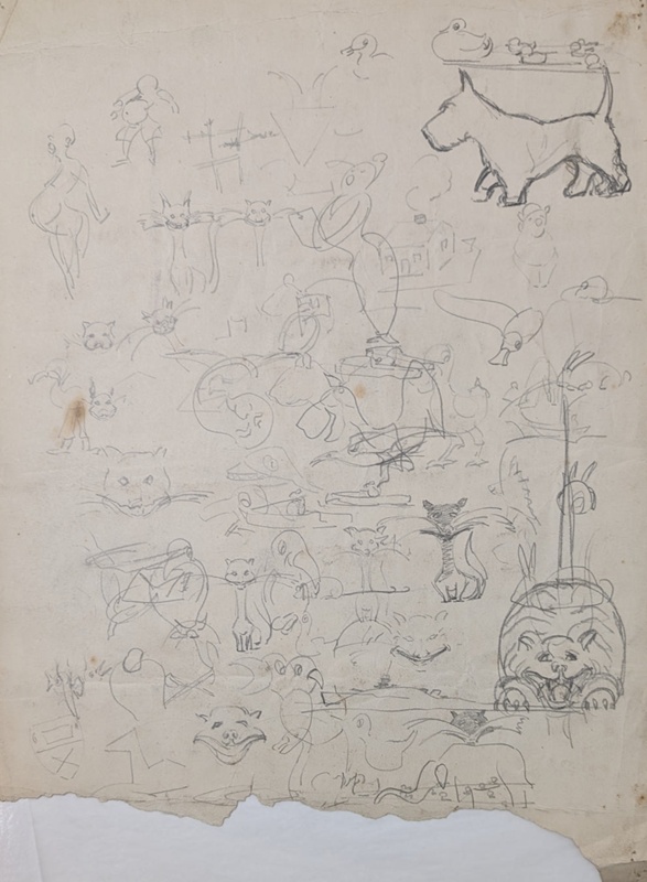 Rough Sketches of Cats, Ducks, a Carousel, and Dogs ; Burke, Thomas; BIKGM.7343.6