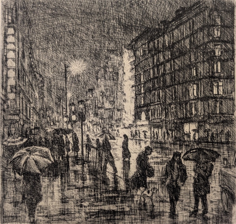 Rainy Evening in Piccadilly; Blaker, Michael (1928-2018); pre-1987; BIKGM.9298