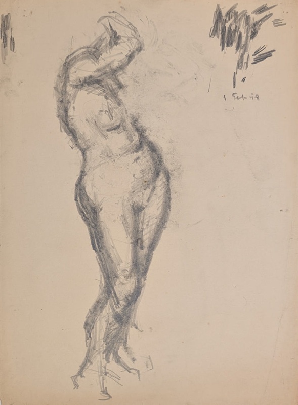 Standing Nude, Arm Above Head; Horsfield, Nicholas (1917-2005); 1958; BIKGM.8949
