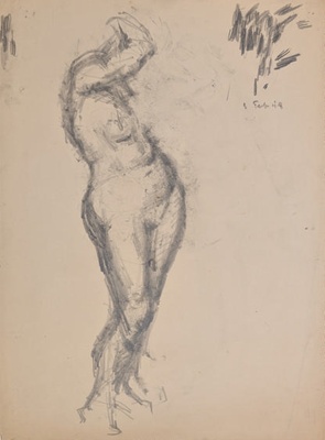 Standing Nude, Arm Above Head; Horsfield, Nicholas (1917-2005); 1958; BIKGM.8949
