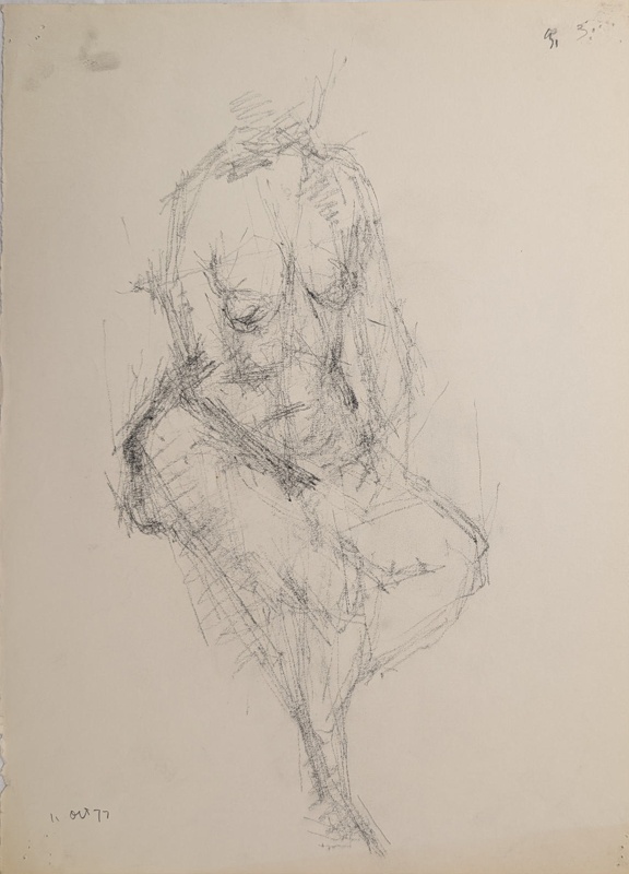Seated Female Nude; Horsfield, Nicholas (1917-2005); 1977; BIKGM.8988