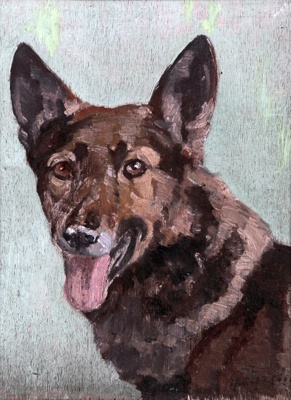 Head of an alsatian; Crooke, Muriel Elise (1901-1975); BIKGM.W516