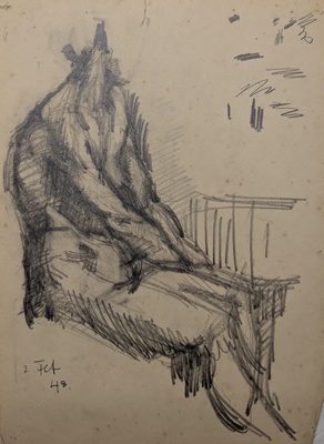 Seated Nude from Side; Horsfield, Nicholas (1917-2005); 1948; BIKGM.8994