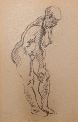 Female Nude Leaning Forward; Rosenvinge, Olaf (1913-2004); BIKGM.8825