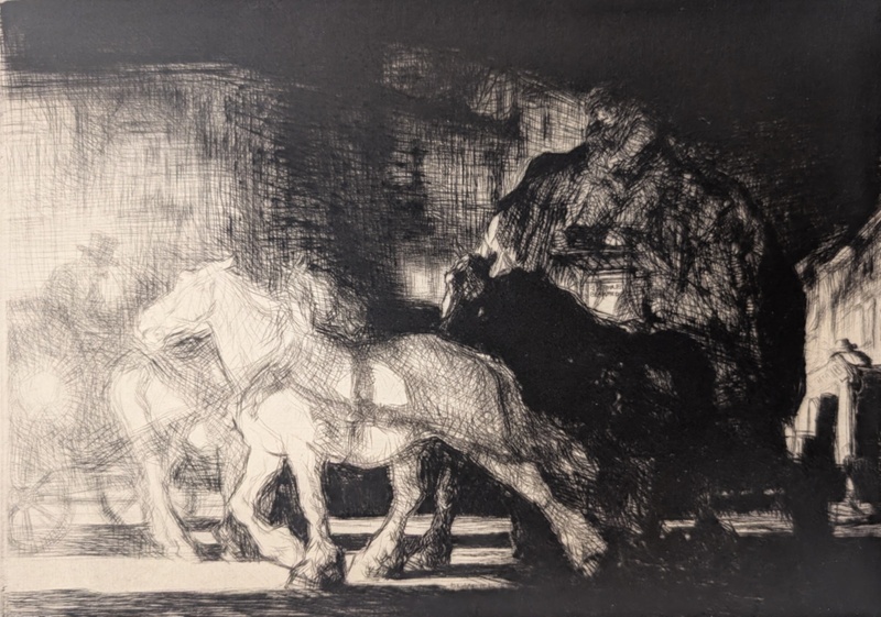 A Street by Night; Blampied, Edmund (1886-1966); 1927; BIKGM.9201