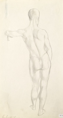 Male Nude - Back View - Full Length; Richards, Albert; 1937; BIKGM.7070