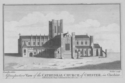 A Perspective View of the Cathedral - Church of Chester, in Cheshire; Hamilton; BIKGM.7709