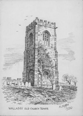 Wallasey Old Church Tower 1930; Hopps, Harold (1879-1967); BIKGM.W351