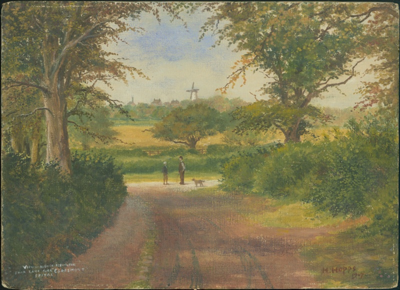 View Higher Bebington from Lane near Claremont, Spital 1917; Hopps, Harold; BIKGM.W262