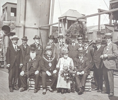 Mayors Party coming off one of the Wallasey Ferries; Unknown; BIKGM.W770