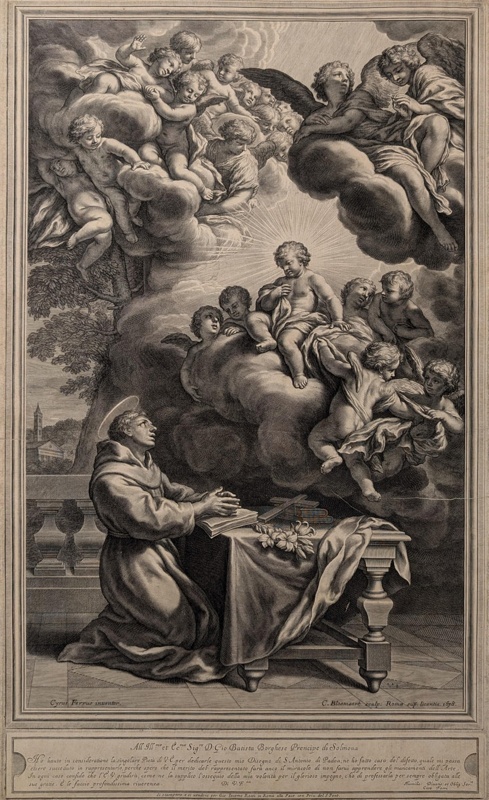 Saint Anthony of Padua Kneels at Table; Ferri, Ciro; 1678; BIKGM.1727a JM10