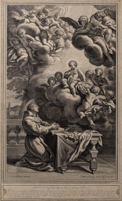 Saint Anthony of Padua Kneels at Table; Ferri, Ciro; 1678; BIKGM.1727a JM10