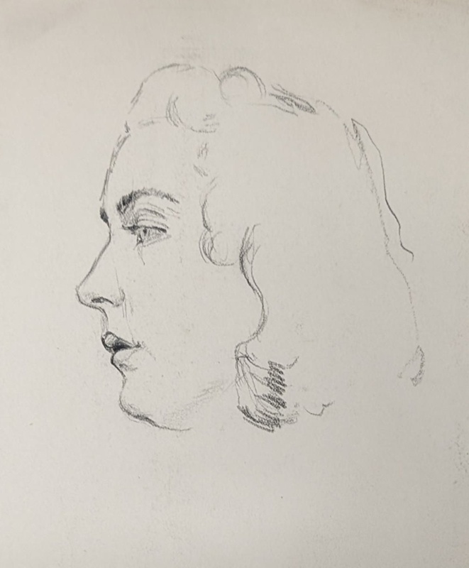 Portrait Sketch of Woman; Burke, Thomas; BIKGM.7343.17