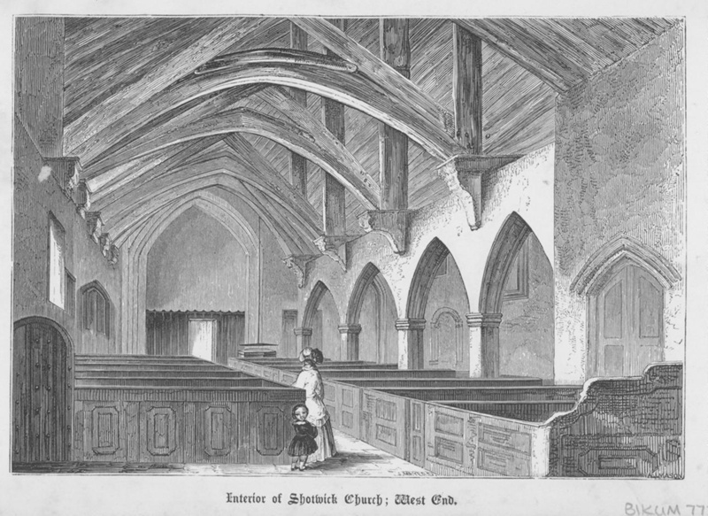 Interior of Shotwick Church, West End; Mayer, J; BIKGM.7732