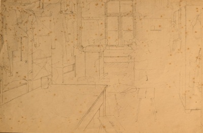 Sketch of Workroom Interior; Burke, Thomas; 1941-1945; BIKGM.7343.40