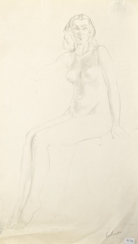 Female Nude - Seated - Front view; Richards, Albert; 1935-1939; BIKGM.7074