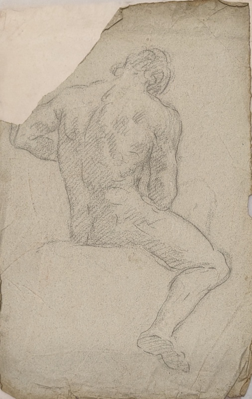 Figure Study of a Seated Male Nude from Behind; BIKGM.6323