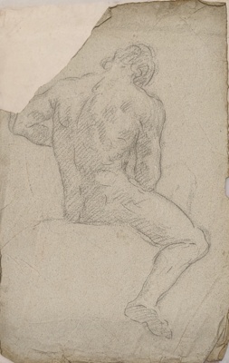 Figure Study of a Seated Male Nude from Behind; BIKGM.6323