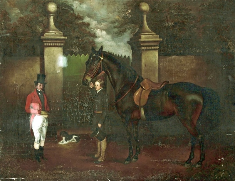 Gentleman with horse and groom; Unknown; BIKGM.203d