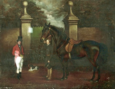 Gentleman with horse and groom; Unknown; BIKGM.203d