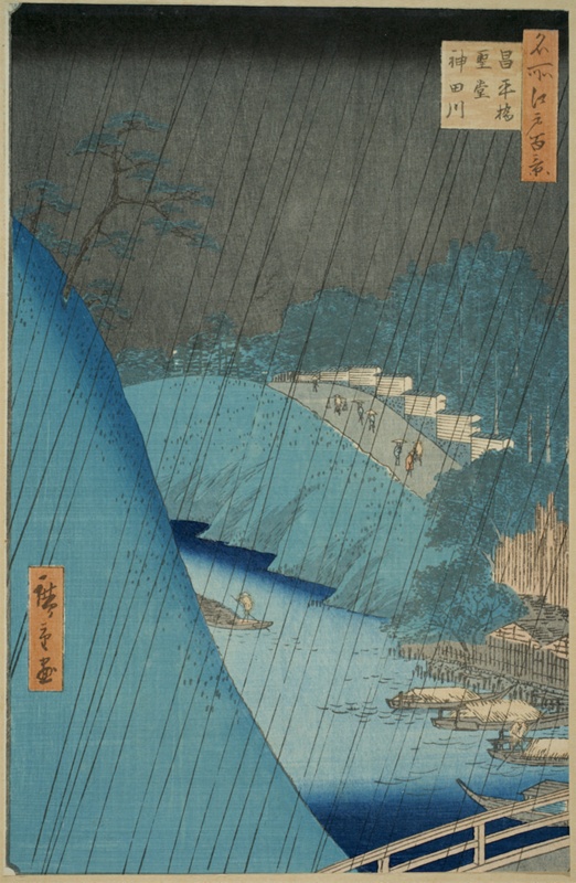 japanese print 2014g river and rain