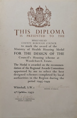 Woodchurch Housing Estate Diploma; 1950; BIKGM.2915