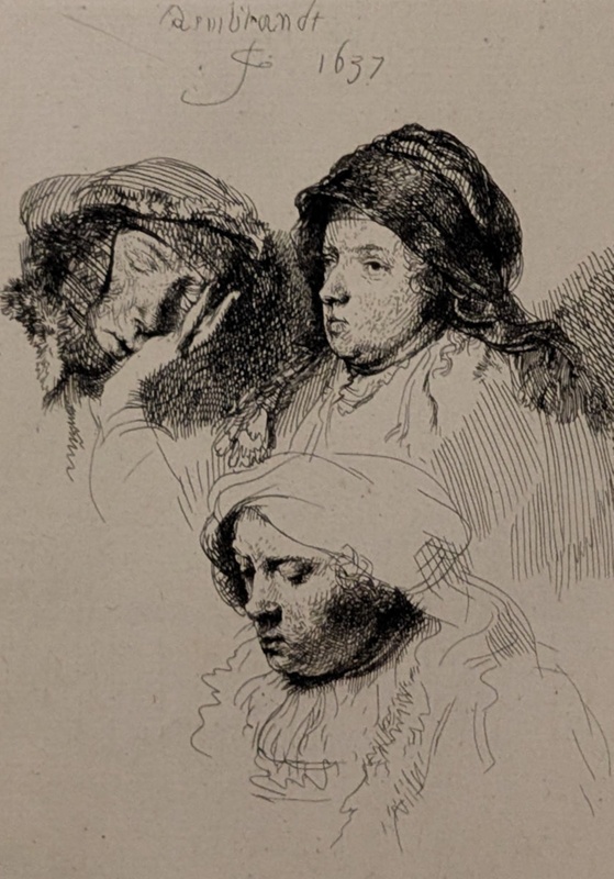 Three Heads of Women, One Asleep; Rapilly, Georges (active 1850-1890); BIKGM.9157