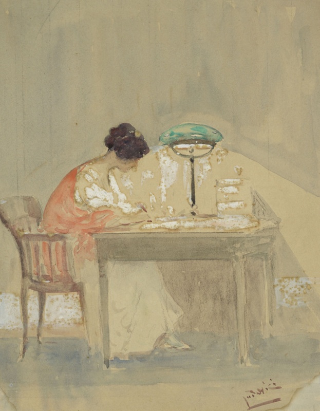 Woman at a Writing Desk; Ludovici, Albert; BIKGM.W130