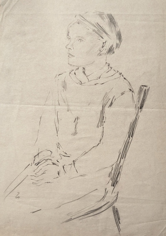 Portrait Sketch of Woman; Burke, Thomas; BIKGM.7343.18