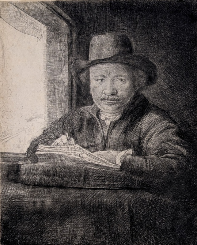 Rembrandt Drawing at a Window; Rembrandt, van Rijn (1606-1669) (attributed to); 1648; BIKGM.2592