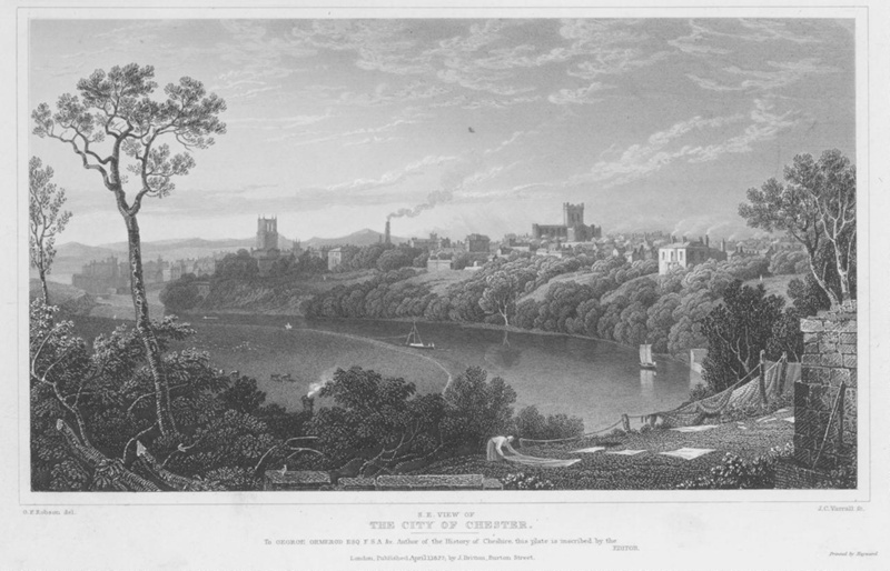 S.E. View of the City of Chester 1827; Robson, G F; BIKGM.7746