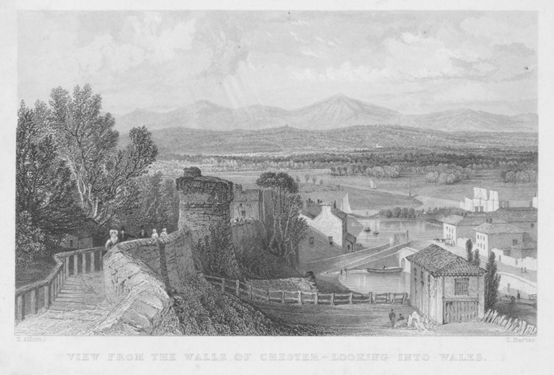 View from the walls of Chester - Looking towards Wales; Allom, T; BIKGM.7676