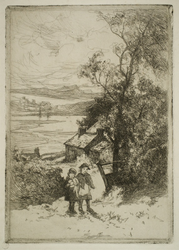 finnie 2381 two girls by cottage