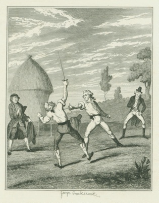 The Fatal Duel between Lord Randy and Sir Toby; Cruikshank, George; BIKGM.1952l