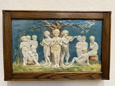 Della Robbia plaque; Della Robbia Pottery (active 1894-1906); c,1897-1906; BIKGM.237a