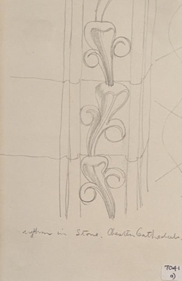 Sketch of Stonework Pattern - Chester Cathedral; Richards, Albert; 1935-1939; BIKGM.7041.1