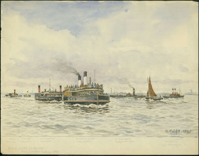 River Craft on the Mersey 1895; Hopps, Harold; BIKGM.W292